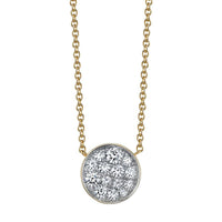 Marrow Fine Jewelry White Diamond Full Moon Phase Circle Pendant With Solid Gold Chain [Yellow Gold]