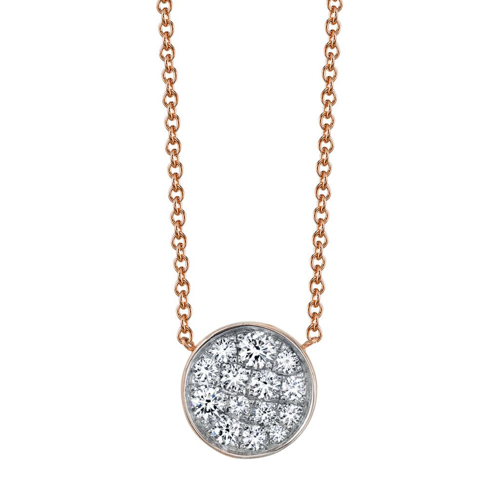 Marrow Fine Jewelry White Diamond Full Moon Phase Circle Pendant With Solid Gold Chain