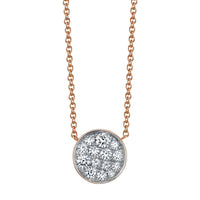 Marrow Fine Jewelry White Diamond Full Moon Phase Circle Pendant With Solid Gold Chain [Rose Gold]