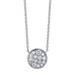 Marrow Fine Jewelry White Diamond Full Moon Phase Circle Pendant With Solid Gold Chain [White Gold]