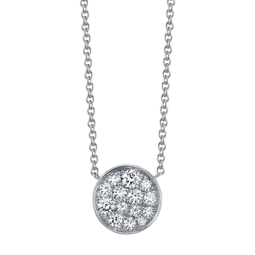 Marrow Fine Jewelry White Diamond Full Moon Phase Circle Pendant With Solid Gold Chain