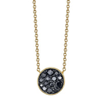 Marrow Fine Jewelry Black Diamond New Moon Phase Circle Pendant With Solid Gold Chain [Yellow Gold]