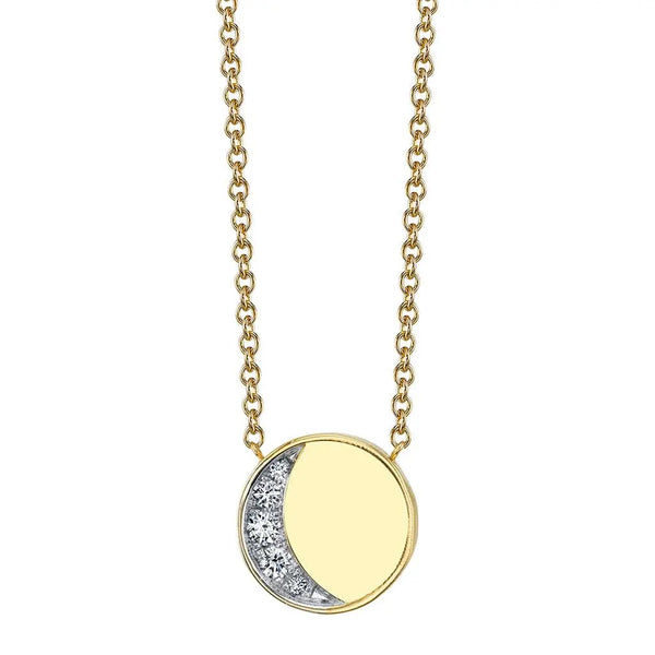 Diamond moon necklace gold cheap