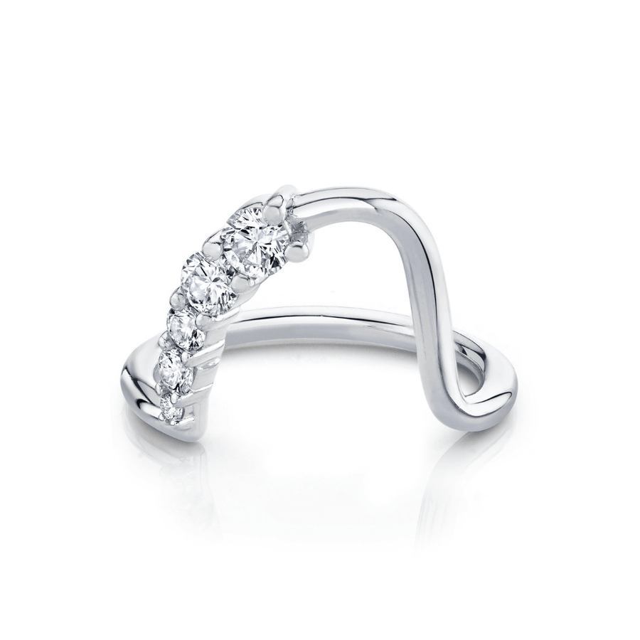 Marrow Fine Jewelry White Diamond Wave Wedding And Stacking Band [White Gold]