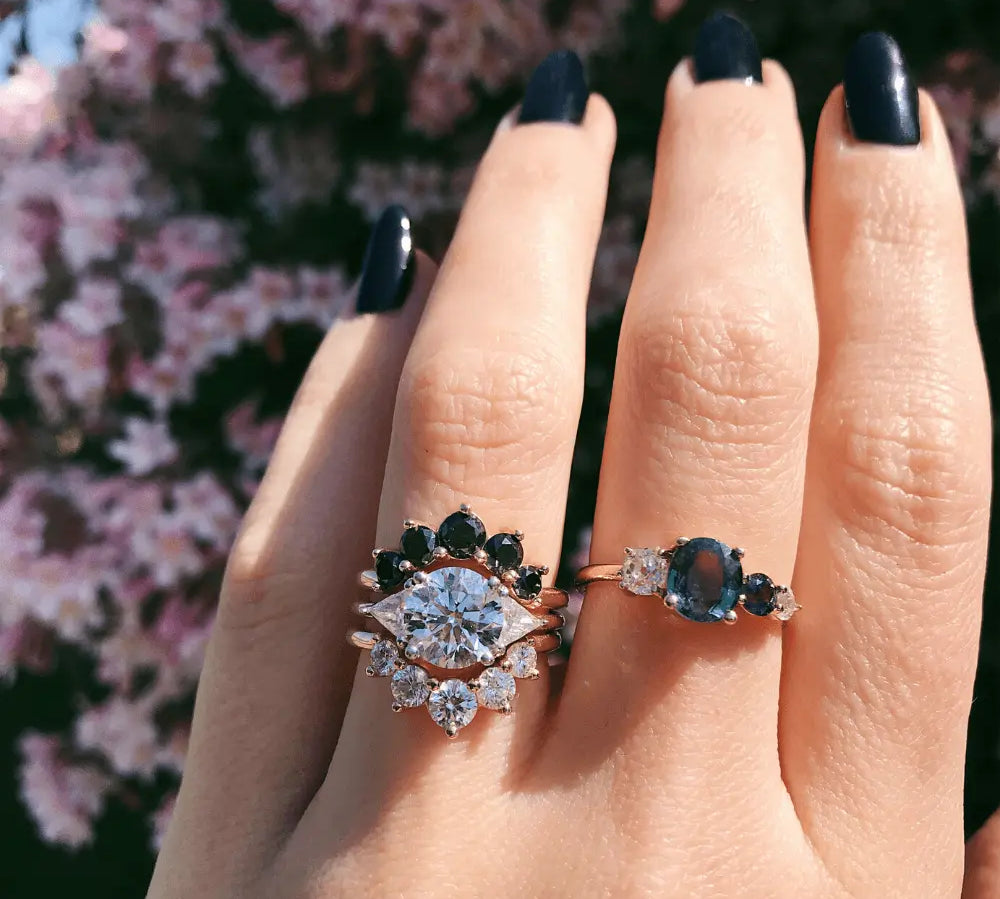 Marrow Fine Jewelry Curvy Black Diamond Five Stone Headdress Stacking