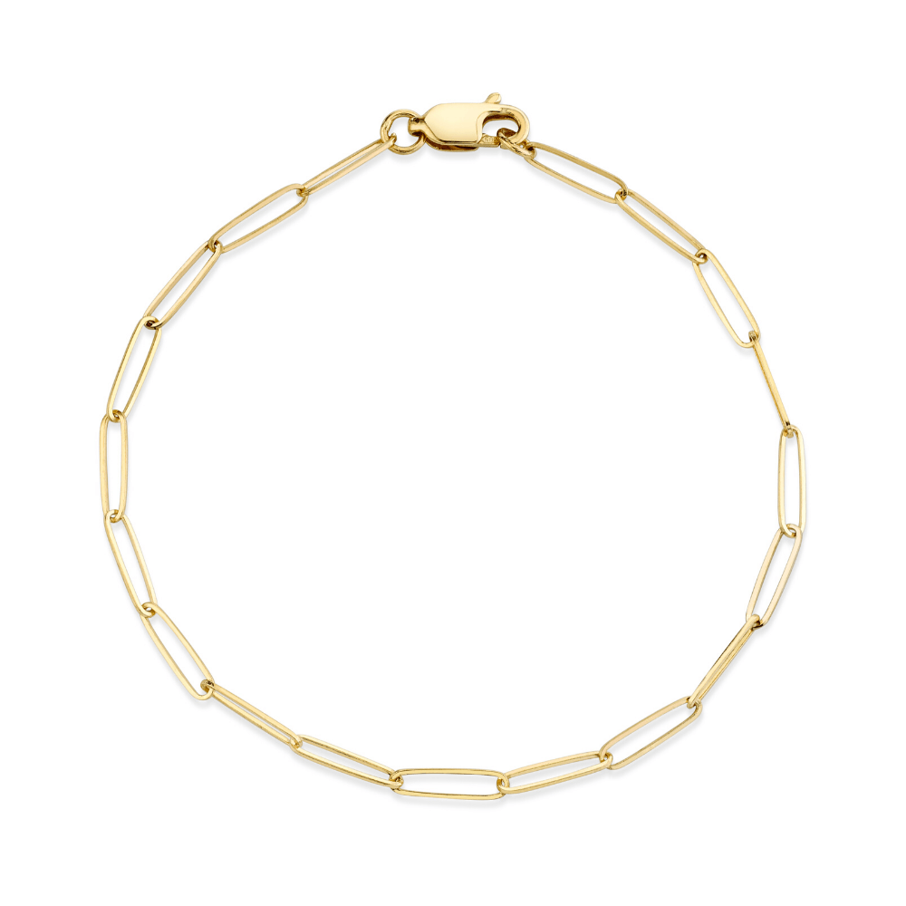 Marrow Fine Jewelry Solid Gold Dainty Paperclip Chain Bracelet