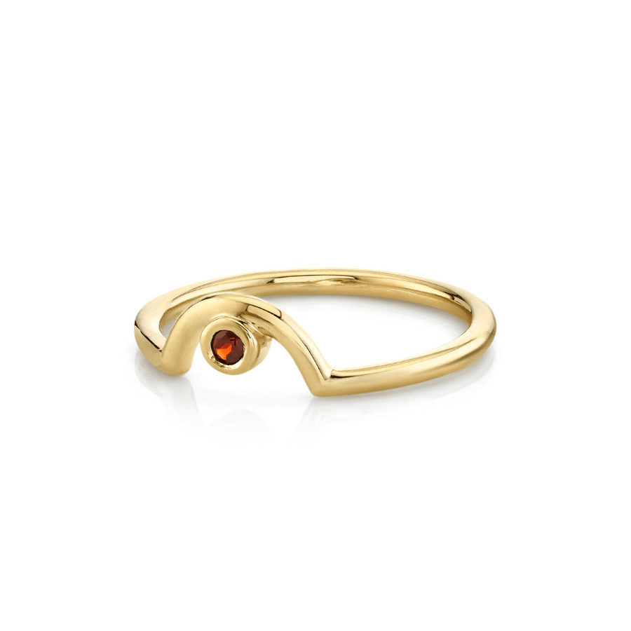 Marrow Fine Jewelry Red Garnet Arch Stacking Band January Birthstone Ring [Yellow Gold]