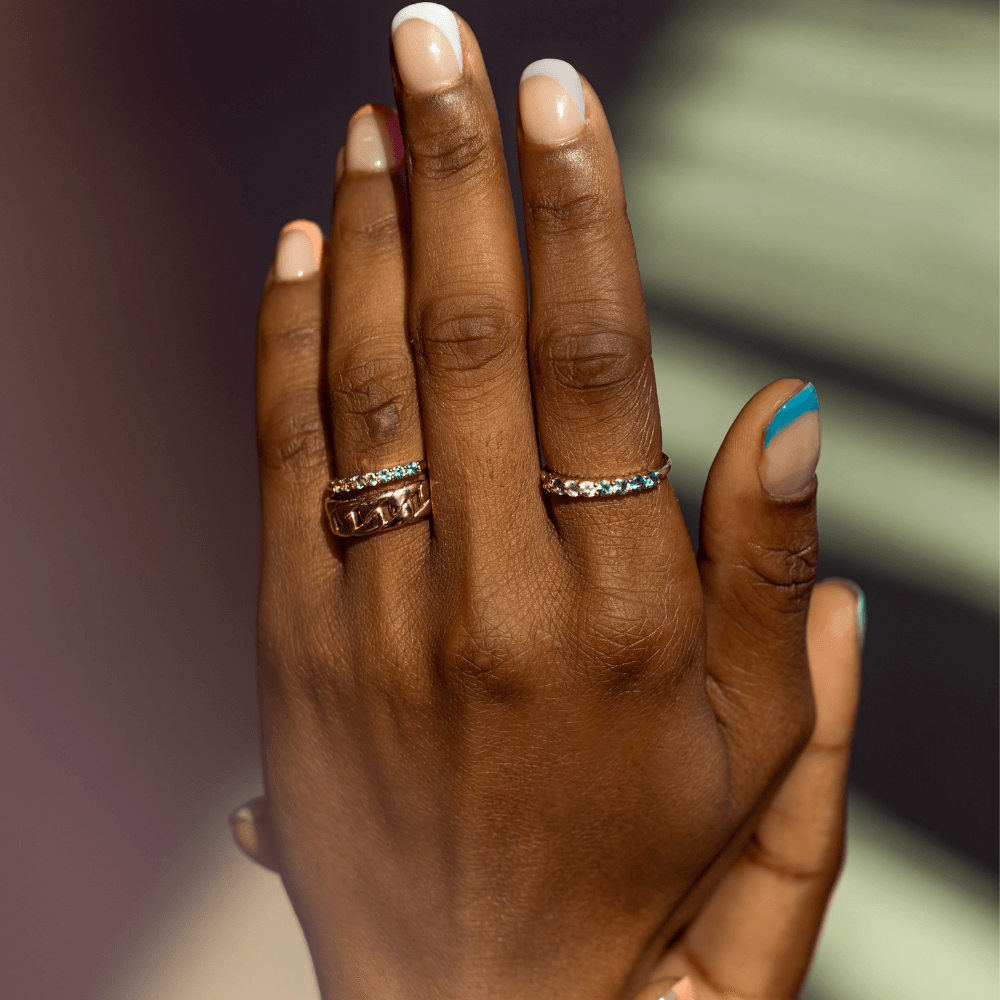 Marrow Fine Jewelry Gradient Sapphre Half Eternity Band 