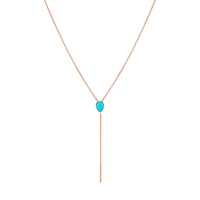 Marrow Fine Jewelry Turquoise Lariat With Solid Gold Dainty Chain [Rose Gold]