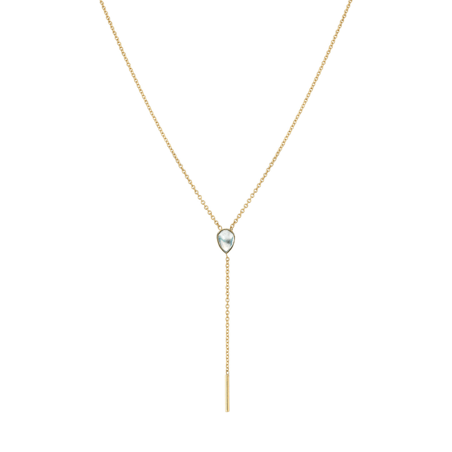 Marrow Fine Jewelry Moonstone Stillwater Lariat Solid Gold Chain Necklace [Yellow Gold]