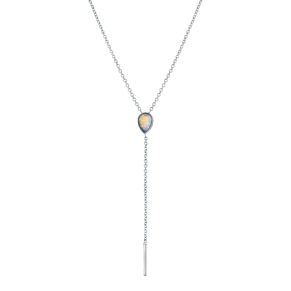 Delicate diamond Lariat Necklace In 14K White Gold | Fascinating Diamonds