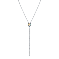 Marrow Fine Jewelry Opal Pear Lariat Solid Gold Chain Necklace [White Gold]