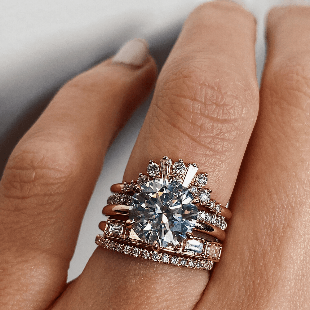 Marrow Fine Jewelry White Diamond Step Cut Stacking Wedding Band