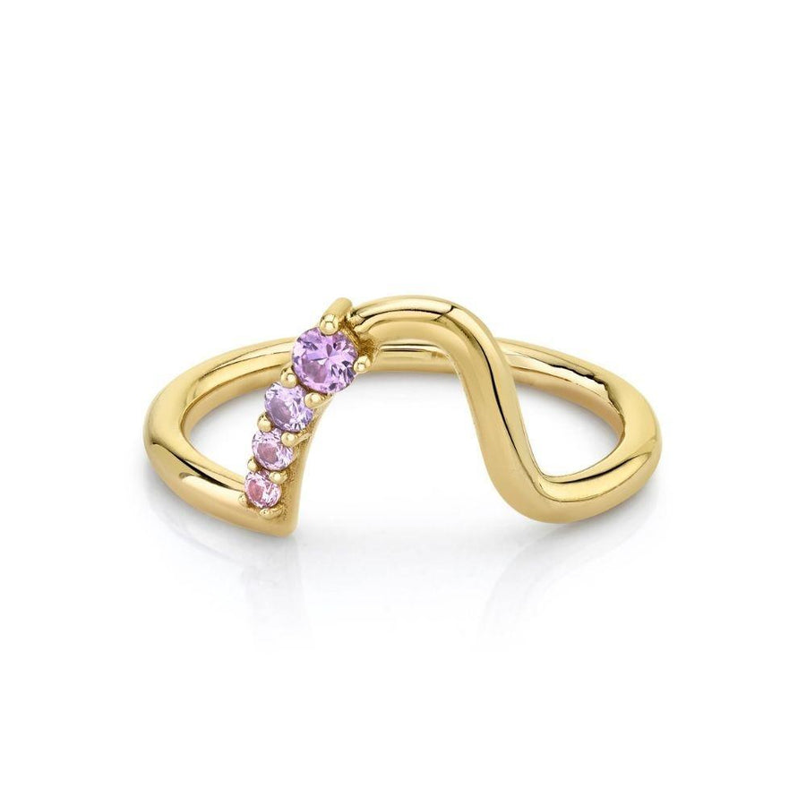 Marrow Fine Jewelry Pink Gradient Sapphire Mini Wave Stacking Band [Yellow Gold]
