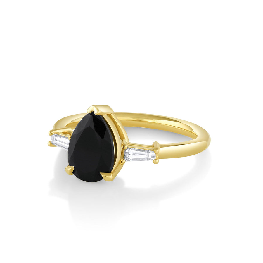 Marrow Fine Jewelry Norah Black Onyx And White Diamond Baguette Ring [Yellow Gold]