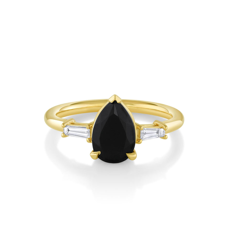 Marrow Fine Jewelry Norah Black Onyx And White Diamond Baguette Ring [Yellow Gold]