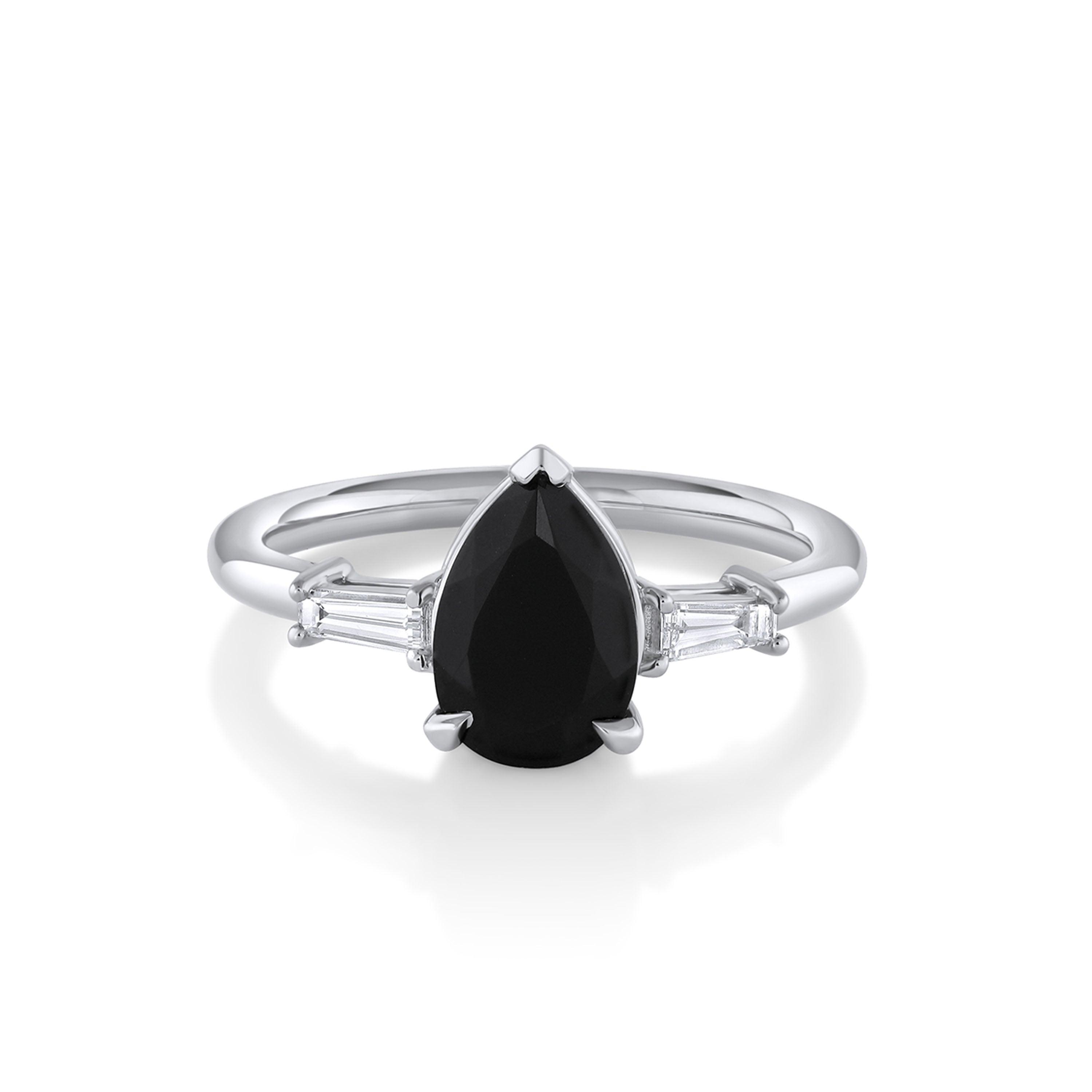Marrow Fine Jewelry Norah Black Onyx And White Diamond Baguette Ring