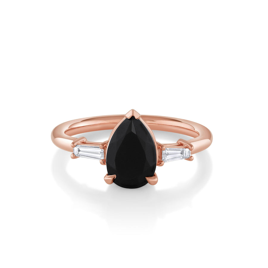 Marrow Fine Jewelry Norah Black Onyx And White Diamond Baguette Ring [Rose Gold]