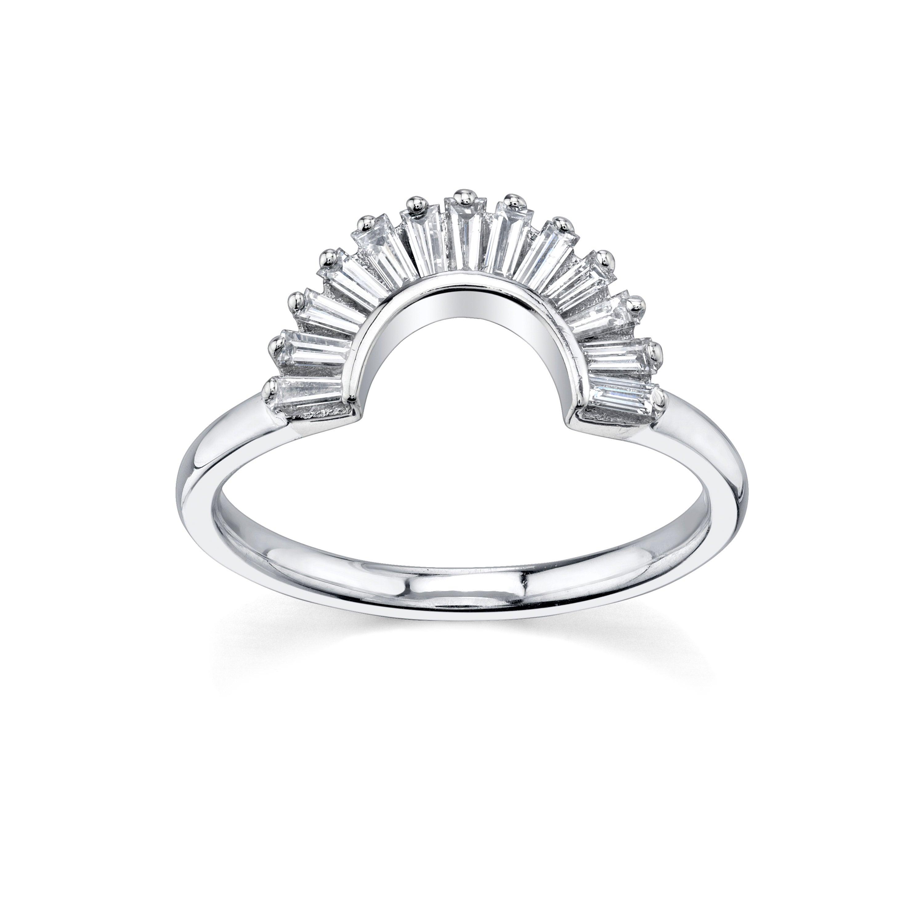 Marrow Fine Jewelry White Diamond Ballerina Oval Engagement Ring Stacking and Wedding Band Jacket