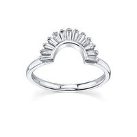Marrow Fine Jewelry White Diamond Ballerina Oval Engagement Ring Stacking and Wedding Band Jacket [White Gold]