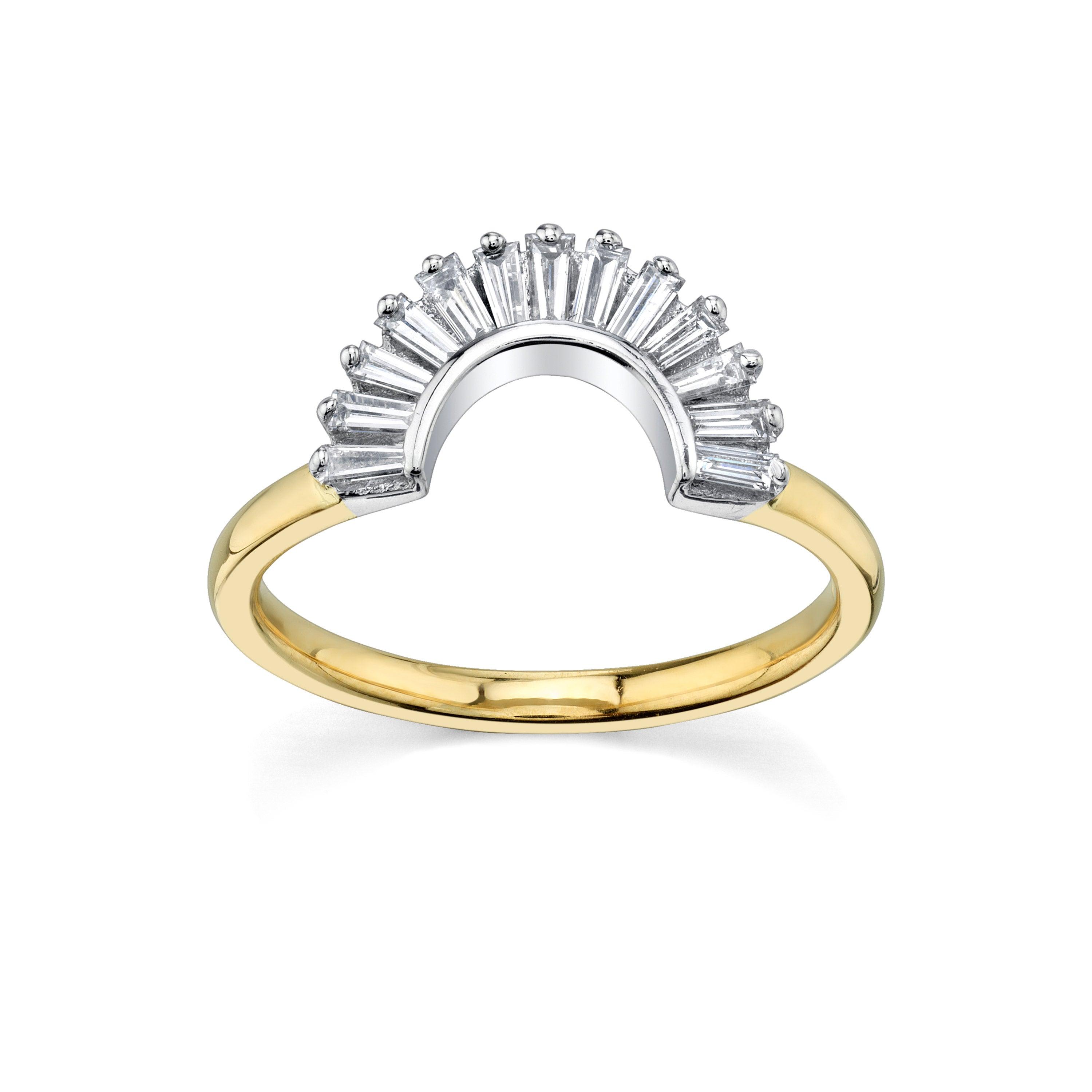 Marrow Fine Jewelry White Diamond Ballerina Oval Engagement Ring Stacking and Wedding Band Jacket
