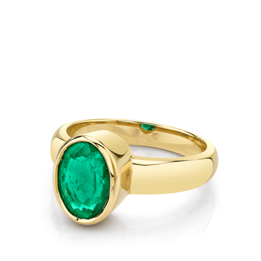 Marrow Fine Jewelry Emerald Oval Bezel Ring [Yellow Gold]