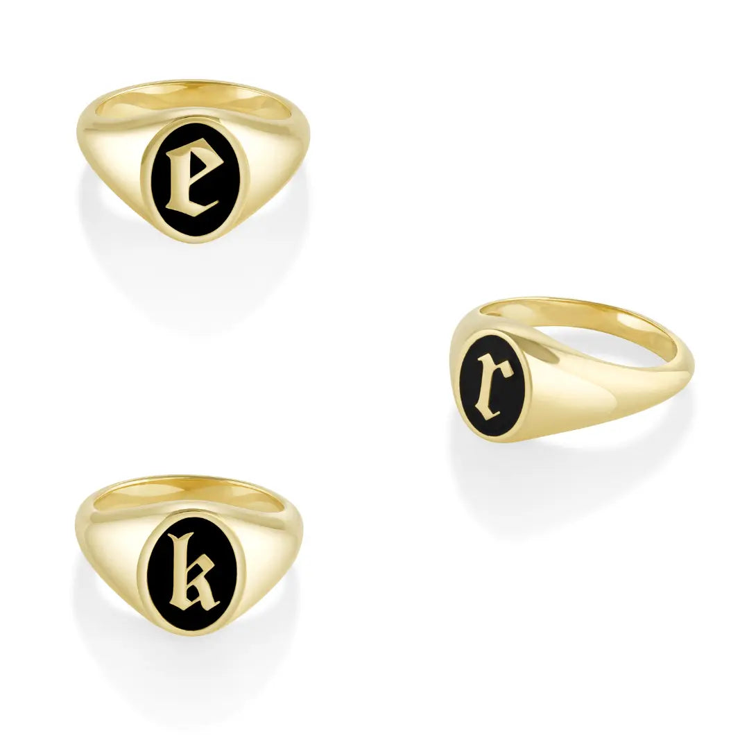 Initial Enamel Signet Ring – Marrow Fine