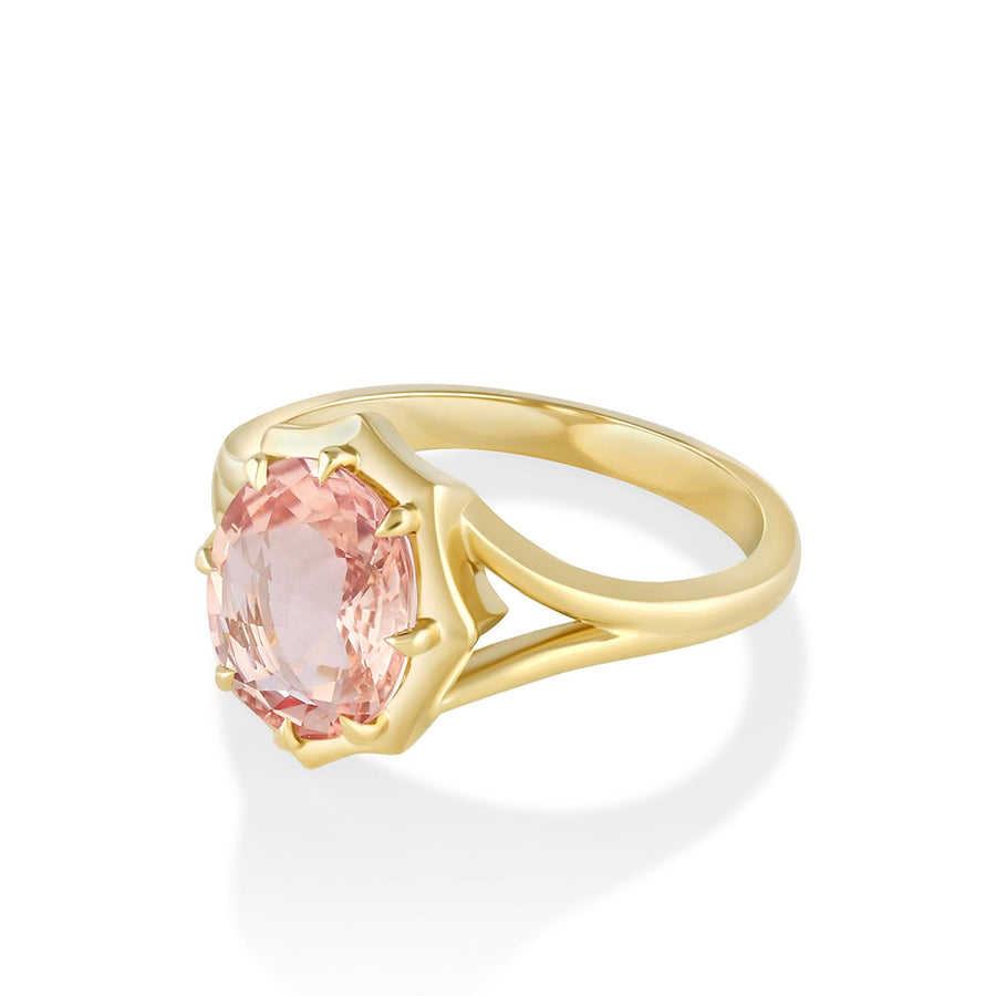 Marrow Fine Jewelry Peach Sapphire French Mirror Ring [Yellow Gold]