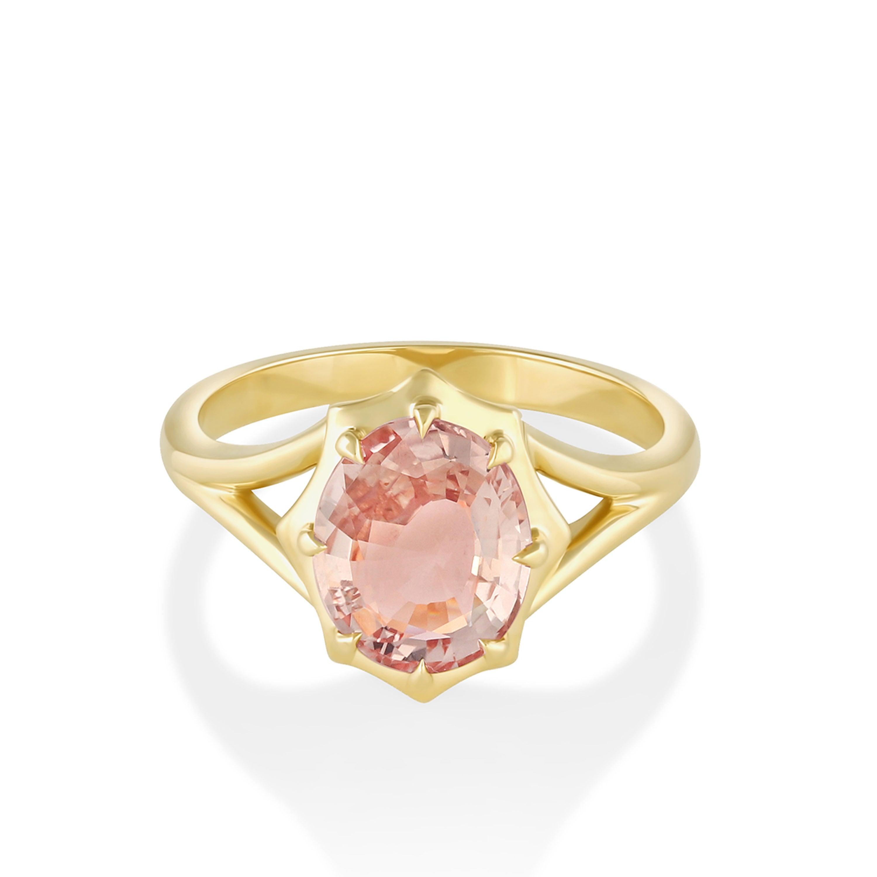 Marrow Fine Jewelry Peach Sapphire French Mirror Ring