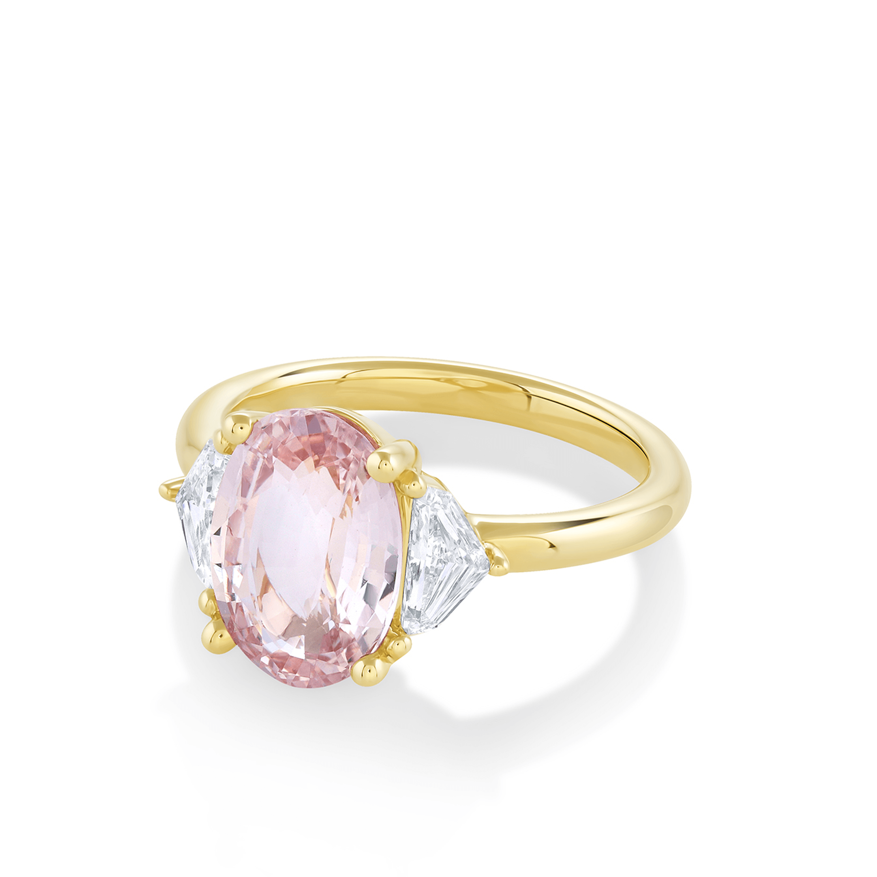 Marrow Fine Jewelry Peach Sapphire Three Stone Ring