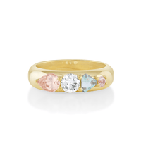 Marrow Fine Jewelry Peach Sapphire And Mint Beryl Linear Ring [Yellow Gold]