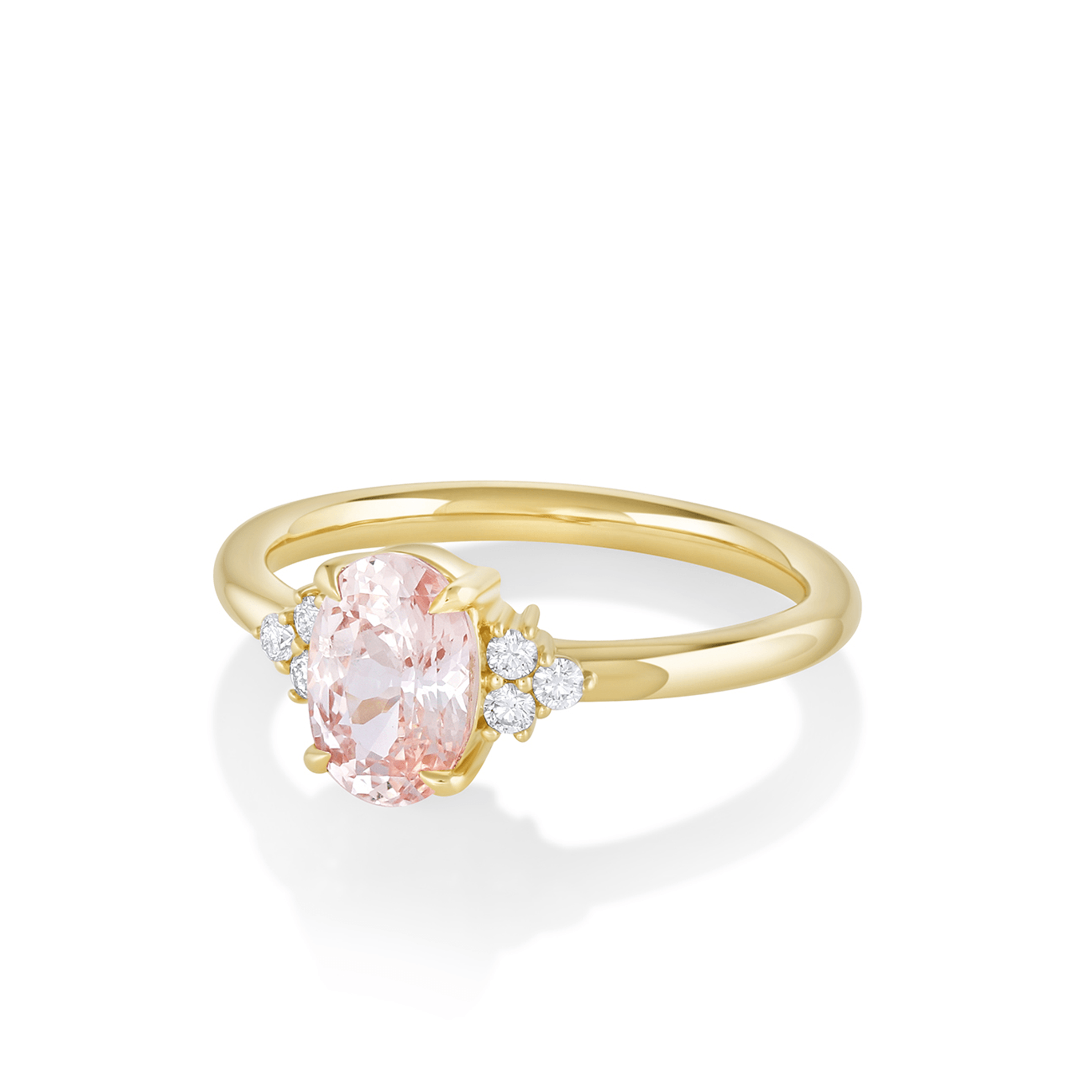 Marrow Fine Jewelry Peach Sapphire White Diamond Cluster Ring