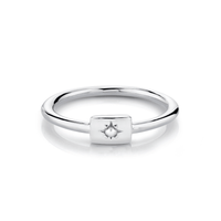 Marrow Fine Jewelry Pearl Star Plate June Birthstones Stacking Ring [White Gold]