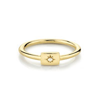 Marrow Fine Jewelry Pearl Star Plate June Birthstones Stacking Ring [Yellow Gold]