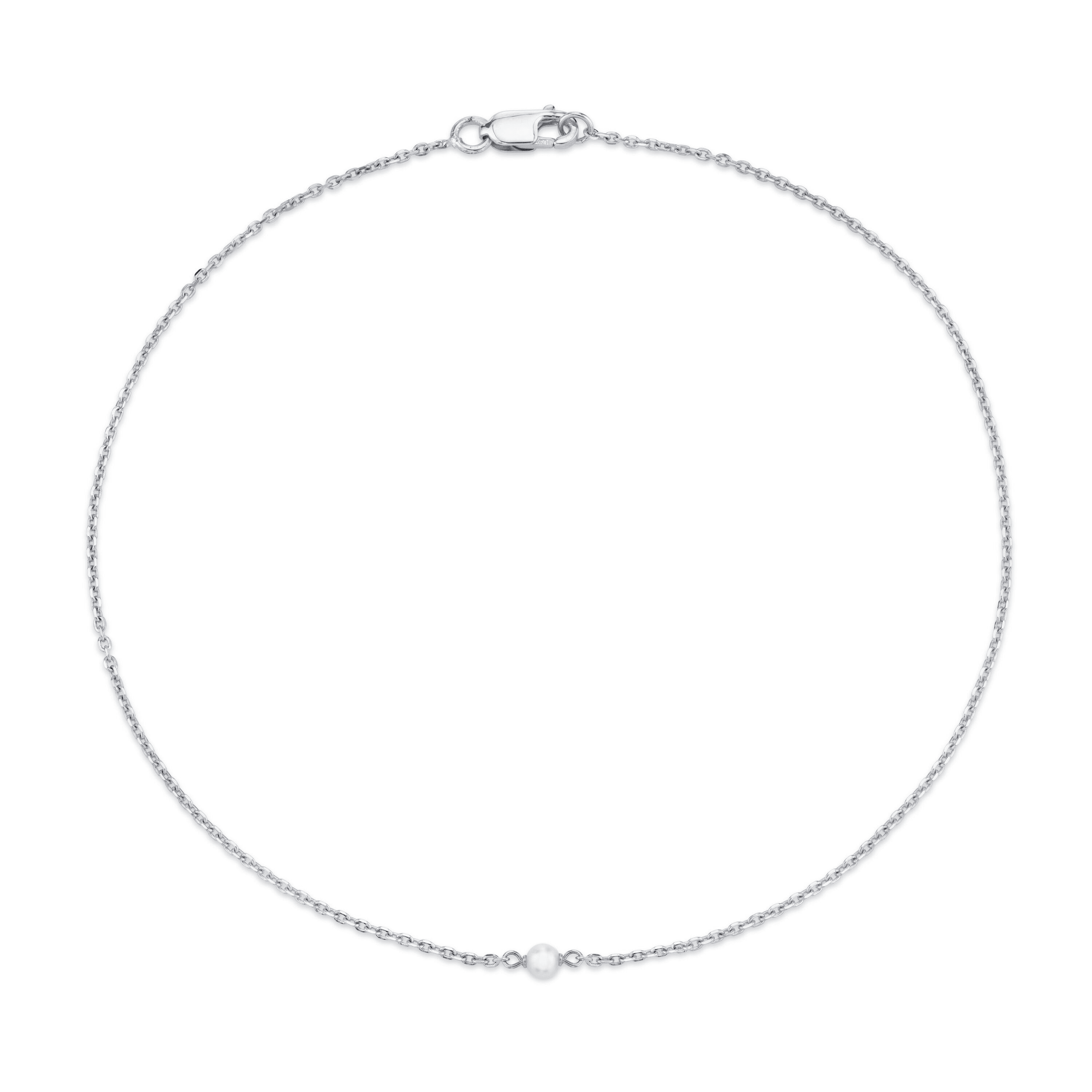 Marrow Fine Jewelry Dainty Solid Golf Chain Pearl Anklet
