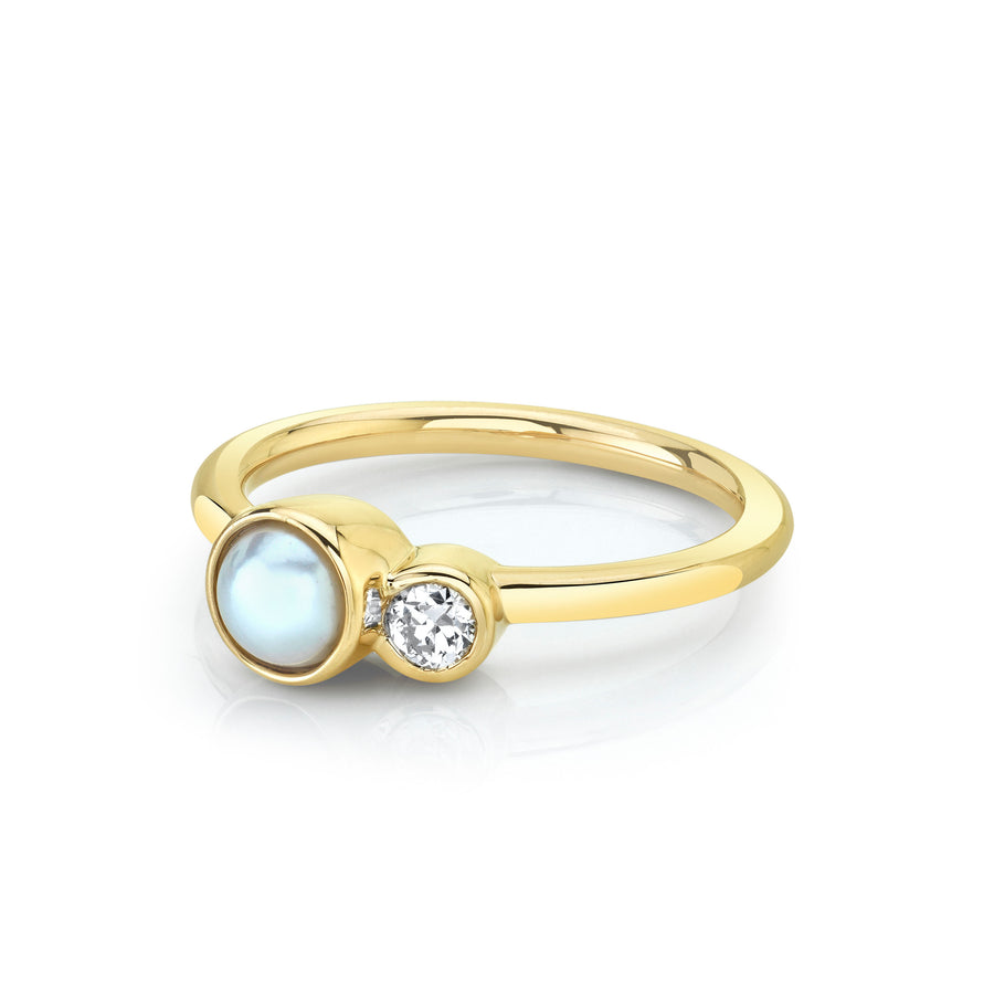 Marrow Fine Jewelry Pearl And Antique Diamond Toi et Moi [Yellow Gold]