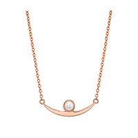 Marrow Fine Jewelry Dainty Curved Arch Pearl Necklace [Rose Gold]