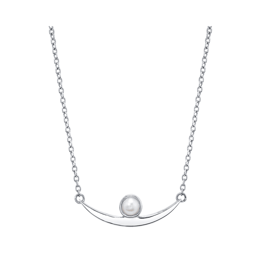 Marrow Fine Jewelry Dainty Curved Arch Pearl Necklace [White Gold]