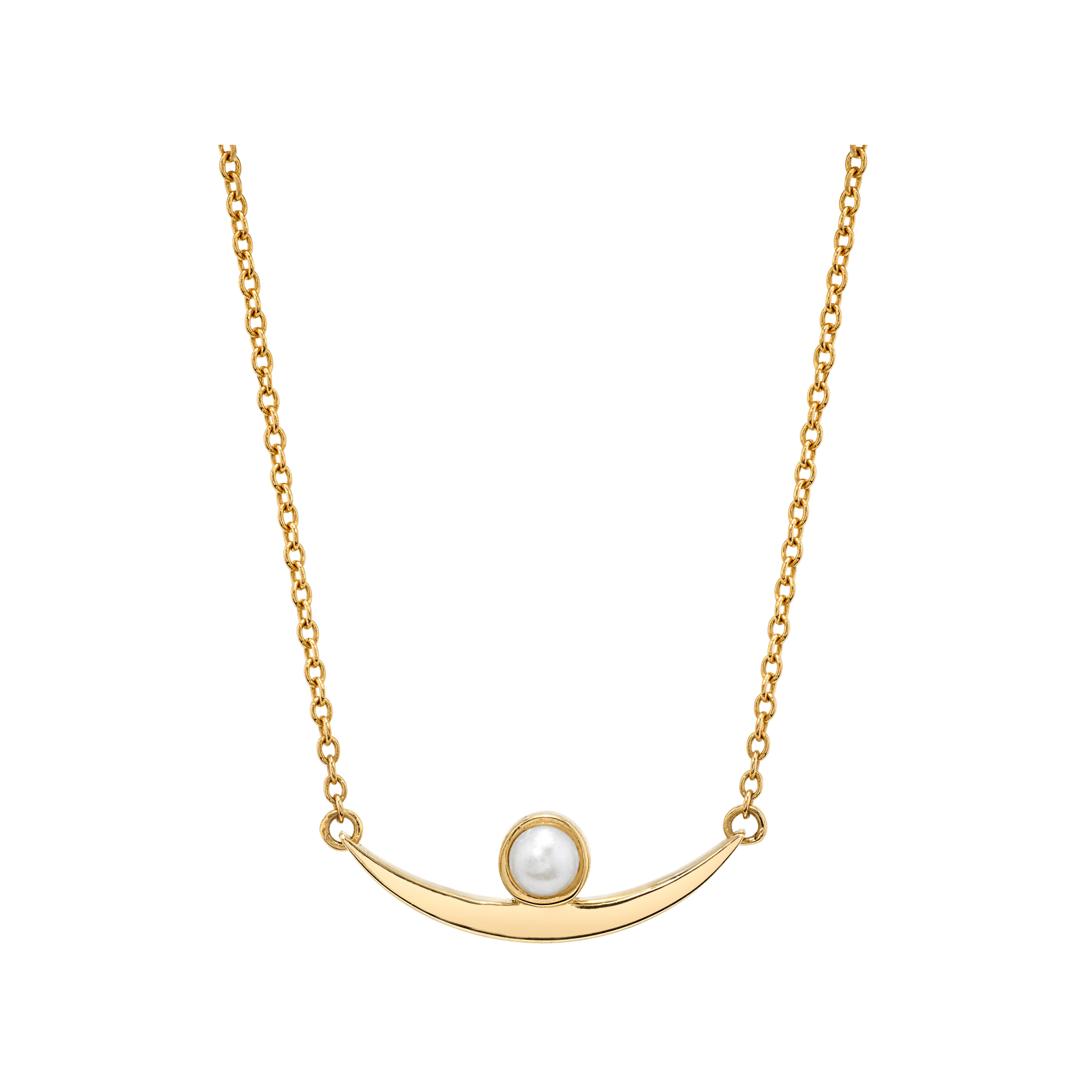 Marrow Fine Jewelry Dainty Curved Arch Pearl Necklace