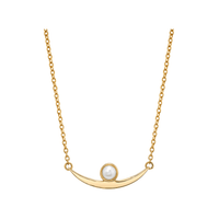 Marrow Fine Jewelry Dainty Curved Arch Pearl Necklace [Yellow Gold]