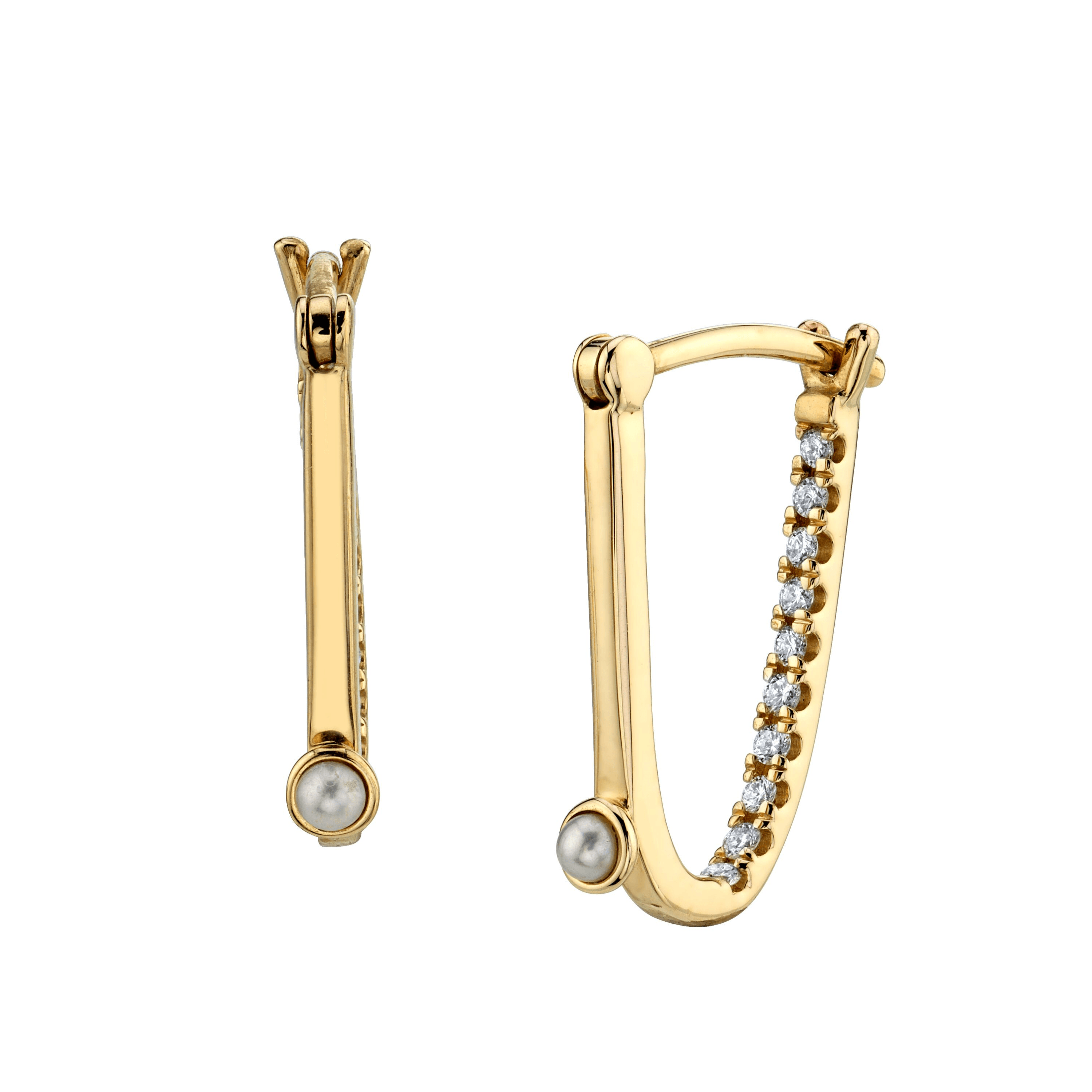 Marrow Fine Jewelry Pearl And Diamond Pave Arch Hoop Earrings