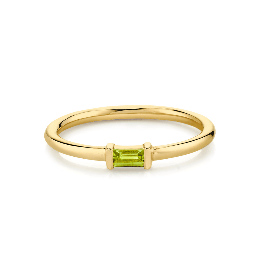 Marrow Fine Jewelry Green Peridot Straight Baguette Stacking August Birthstone Ring [Yellow Gold]