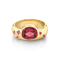 Marrow Fine Jewelry Red Spinel Bezel Ring And Sapphire Band [Yellow Gold]