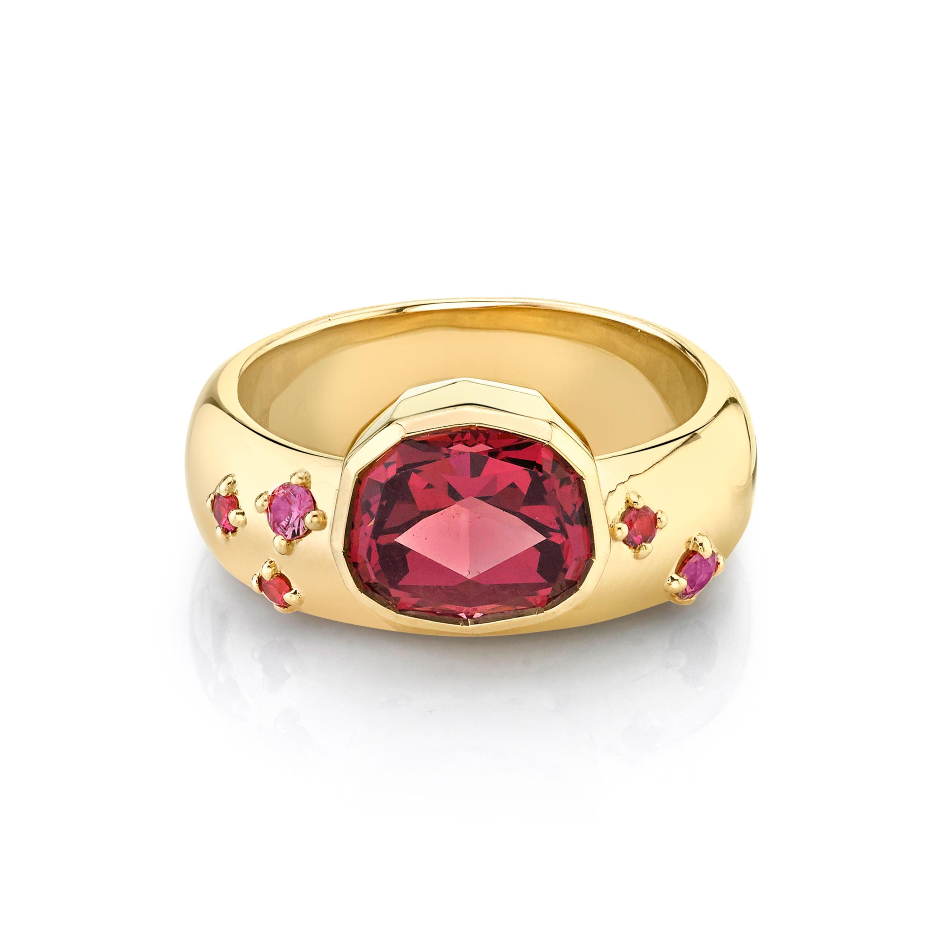 Marrow Fine Jewelry Red Spinel Bezel Ring And Sapphire Band
