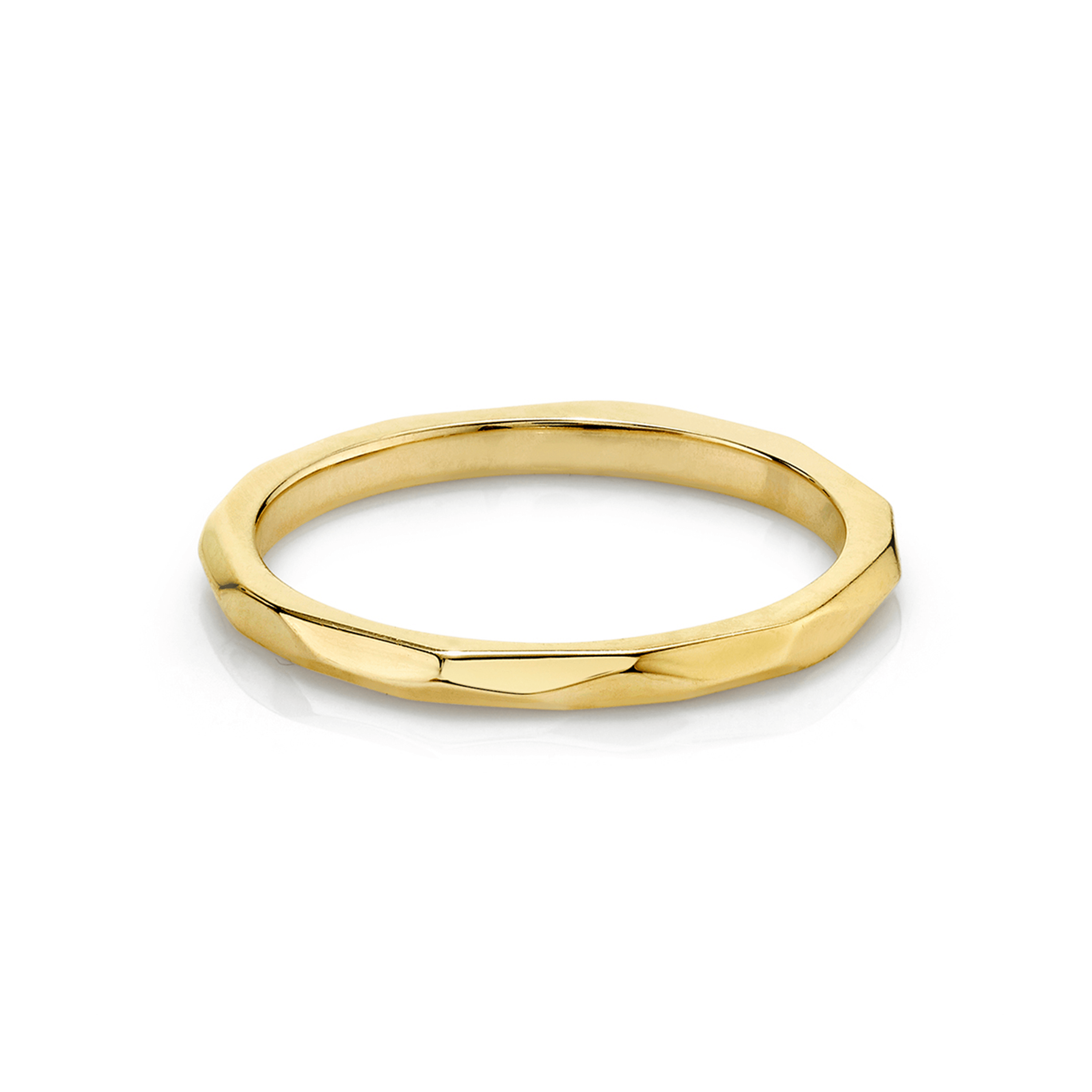 Marrow Fine Jewelry Hand-Carved Geometric Accent Everyday Gold Stacking Band