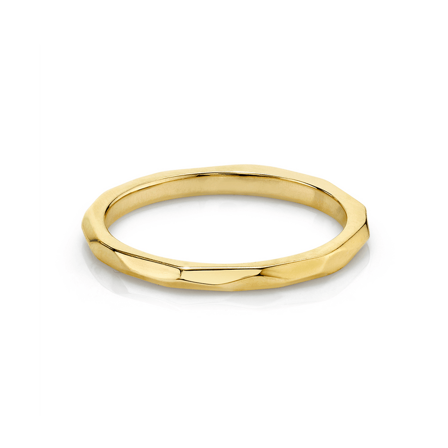 Marrow Fine Jewelry Hand-Carved Geometric Accent Everyday Gold Stacking Band [Yellow Gold]