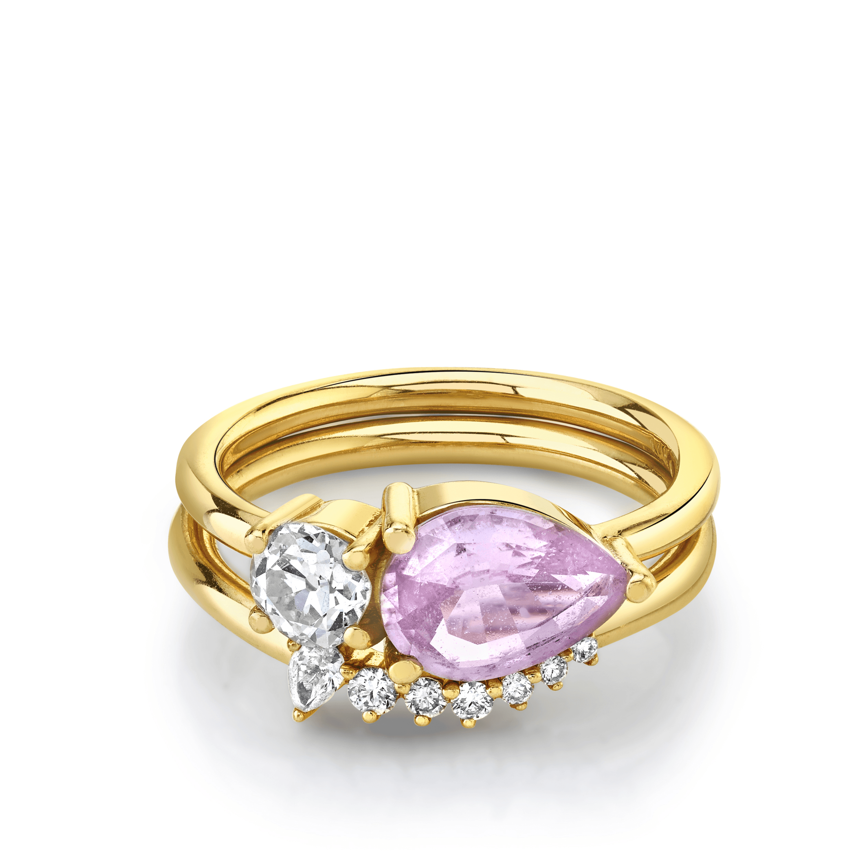 Marrow Fine Jewelry Asymmetrical Pink Sapphire Set Ring