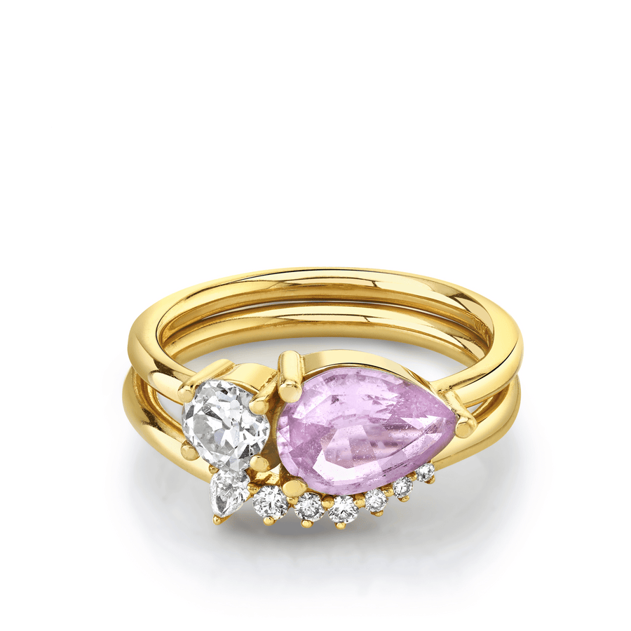 Marrow Fine Jewelry Asymmetrical Pink Sapphire Set Ring [Yellow Gold]