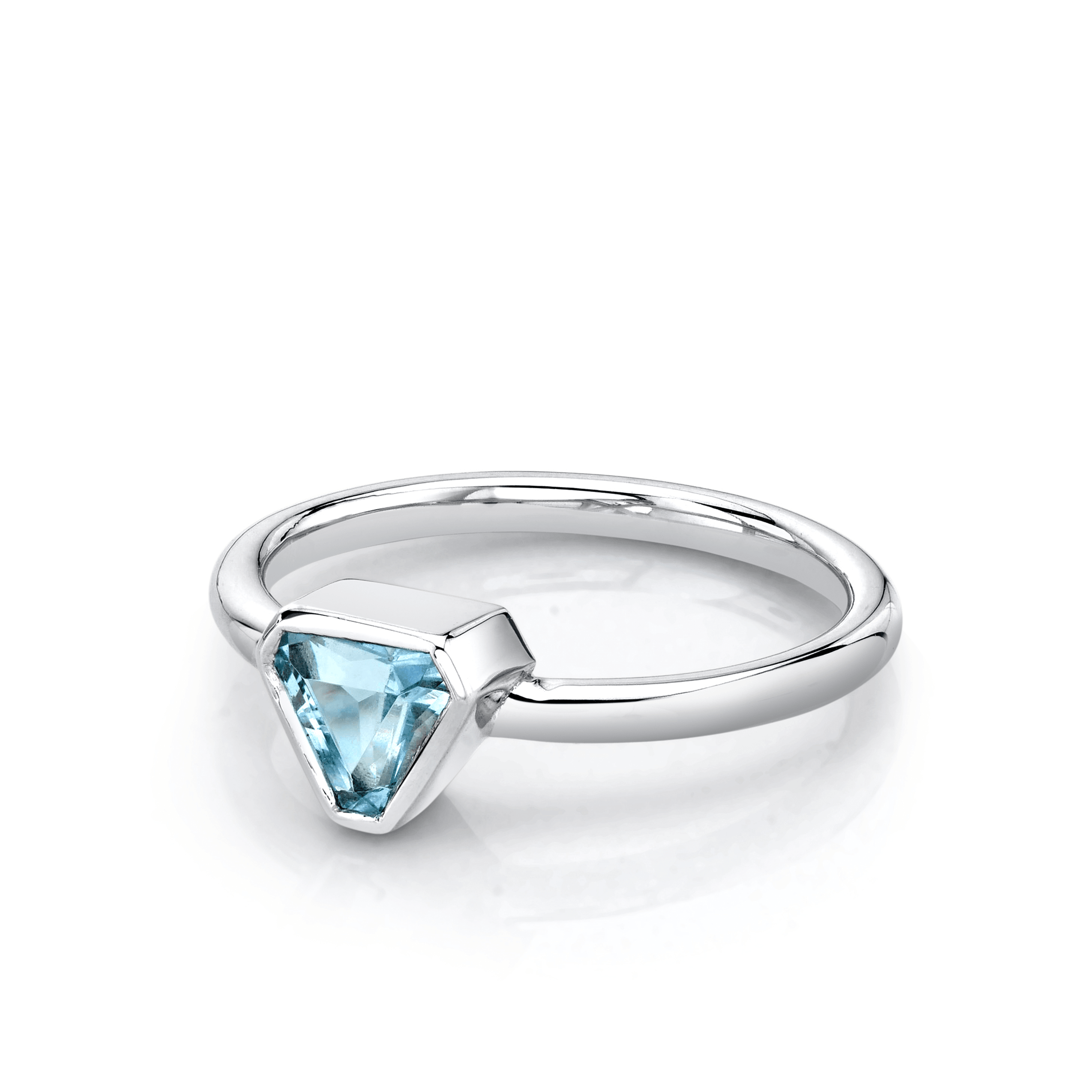 Marrow Fine Jewelry Aquamarine Bezel Trillion Ring