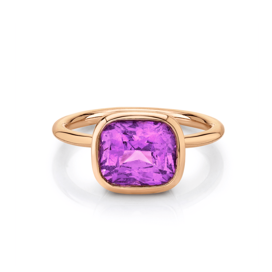 Marrow Fine Jewelry Deep Purplish Pink Sapphire Bezel Solitaire [Rose Gold]